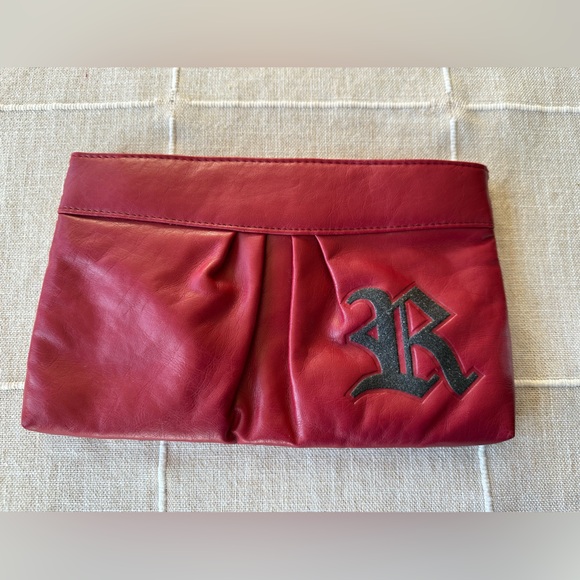 Faux Leather Red Cluch Bag “R” - Picture 1 of 10